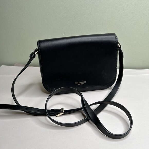 Kate Spade Nadine Medium Flap Black Smooth Leather Crossbody Bag - Picture 13 of 13